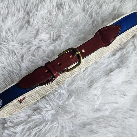 Cape Cod Belt HARDING ACADEMY Waistband Blue Canvas Belt Size 26-27 in - Picture 5 of 8
